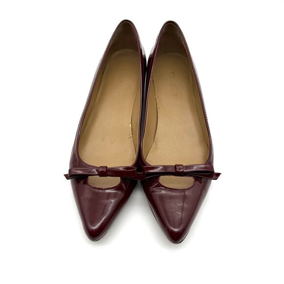 Talbots Moni Patent Leather Point Toe Heeled Flat Dark Candy Apple Red 9 - Picture 2 of 13